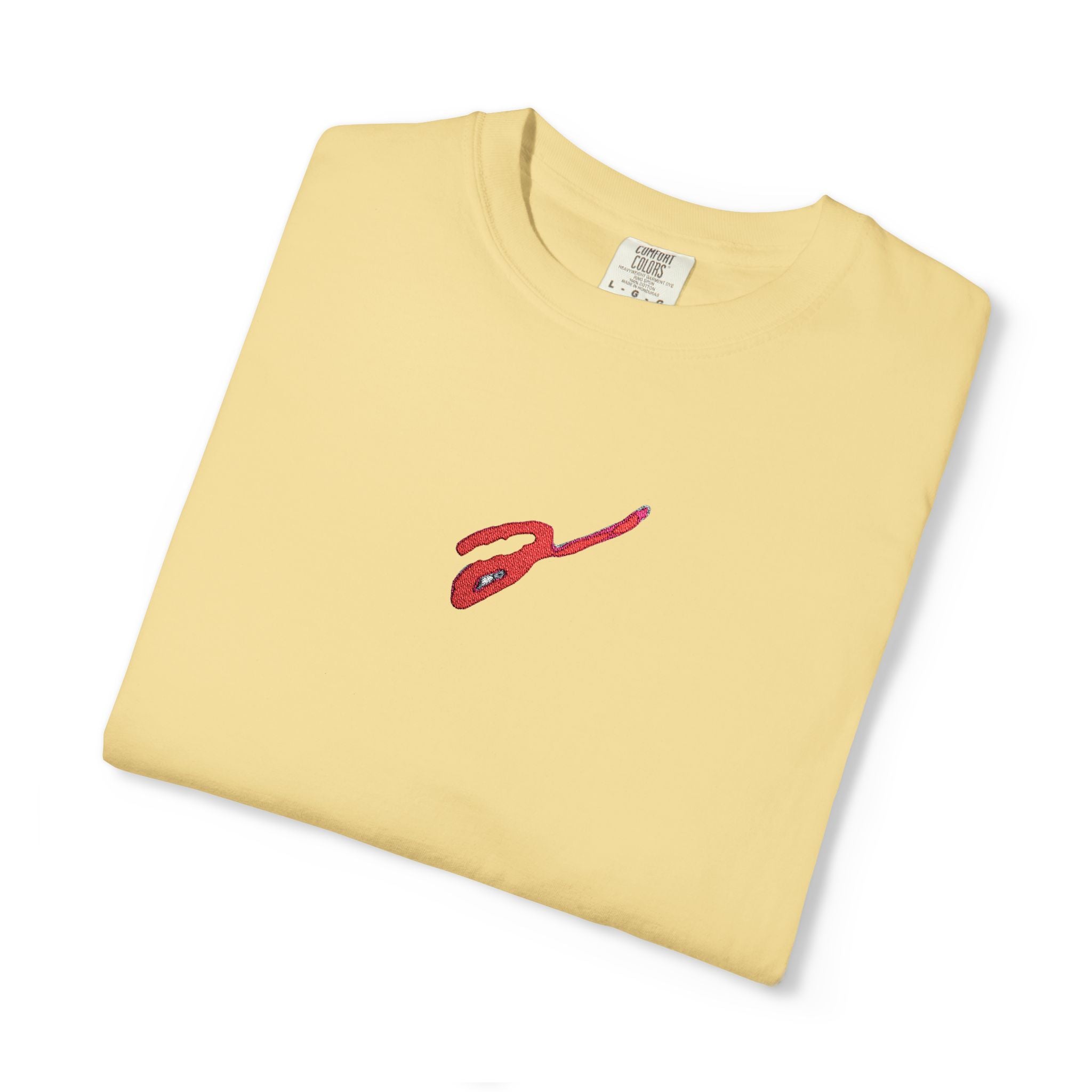 T-Shirt - Minimal Red Floral Guitar Chest Tee