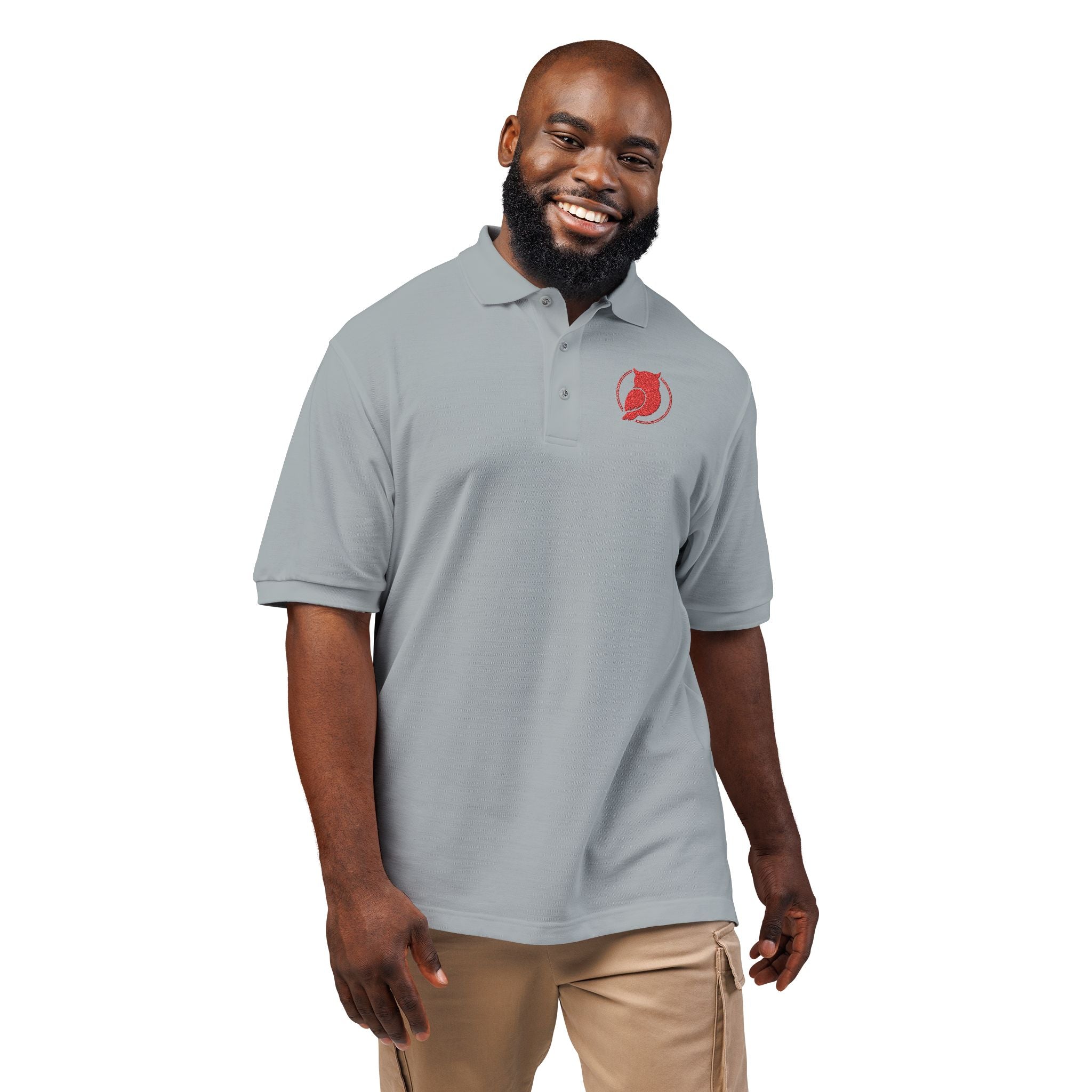 Embroidered Floral Owl Polo Shirt — Lightweight Short-Sleeve Collared Tee