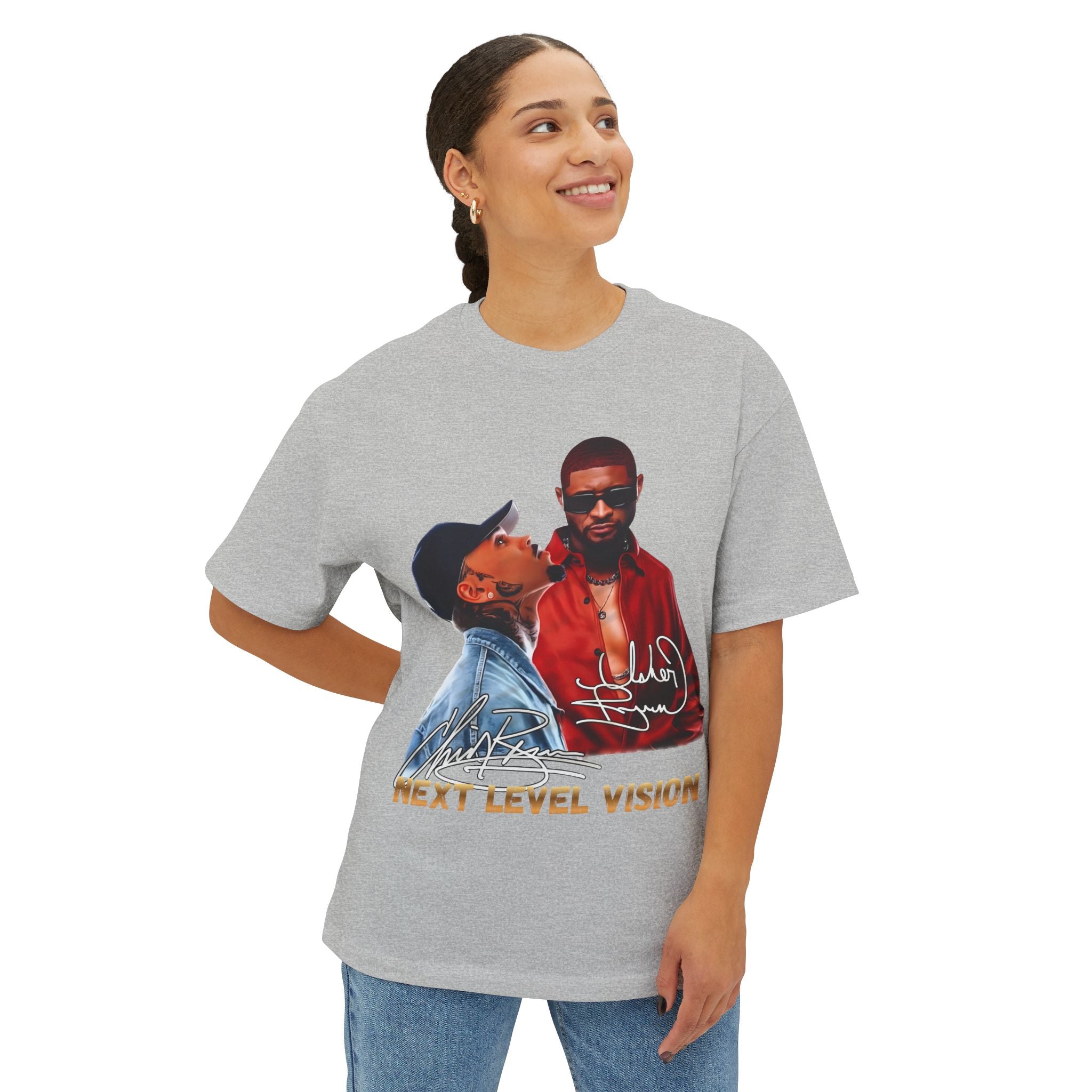 Next Level Vision Tee — Graphic Boxy T-Shirt with Signed Artist Portraits