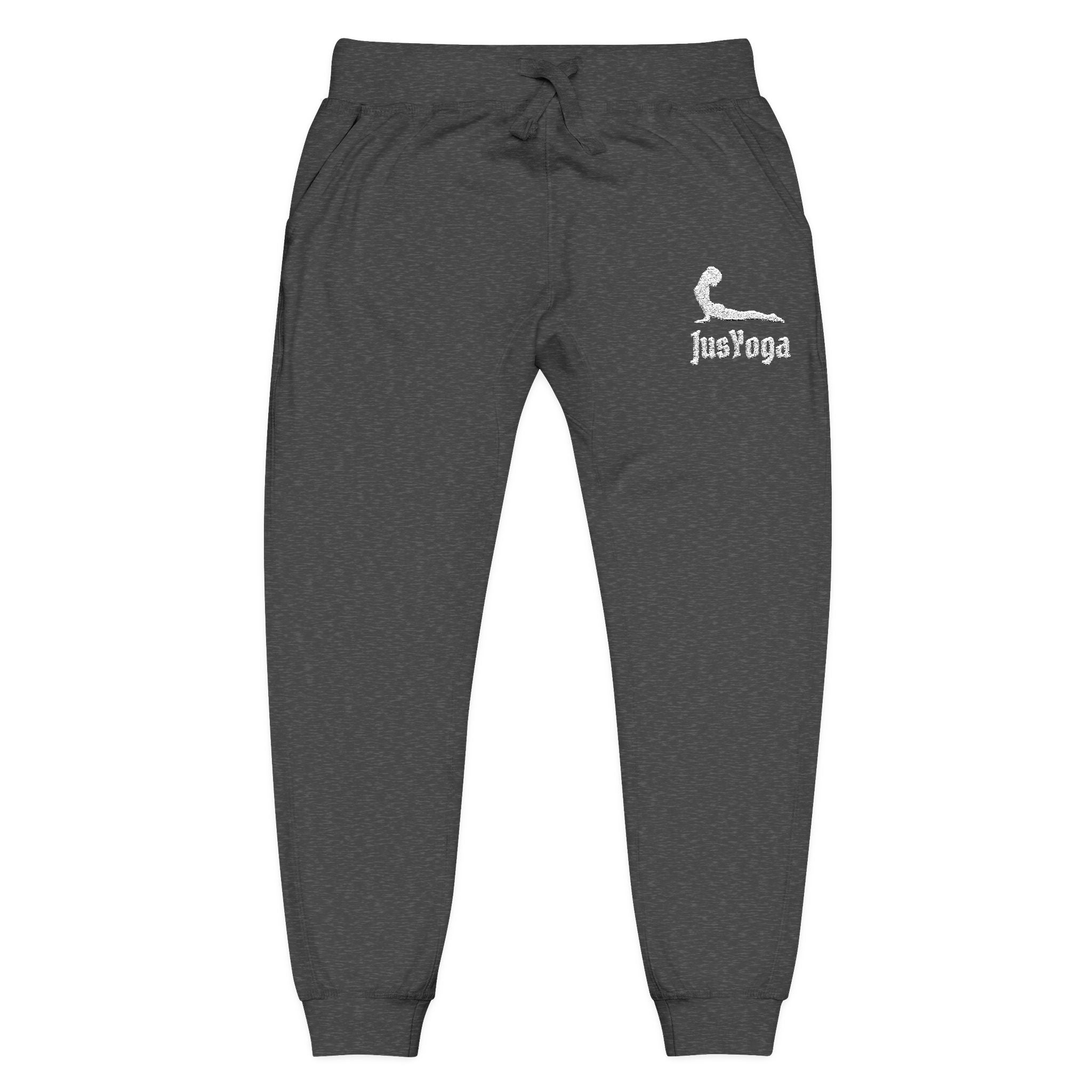 Embroidered Cozy Fleece Sweatpants — Minimal Script Design