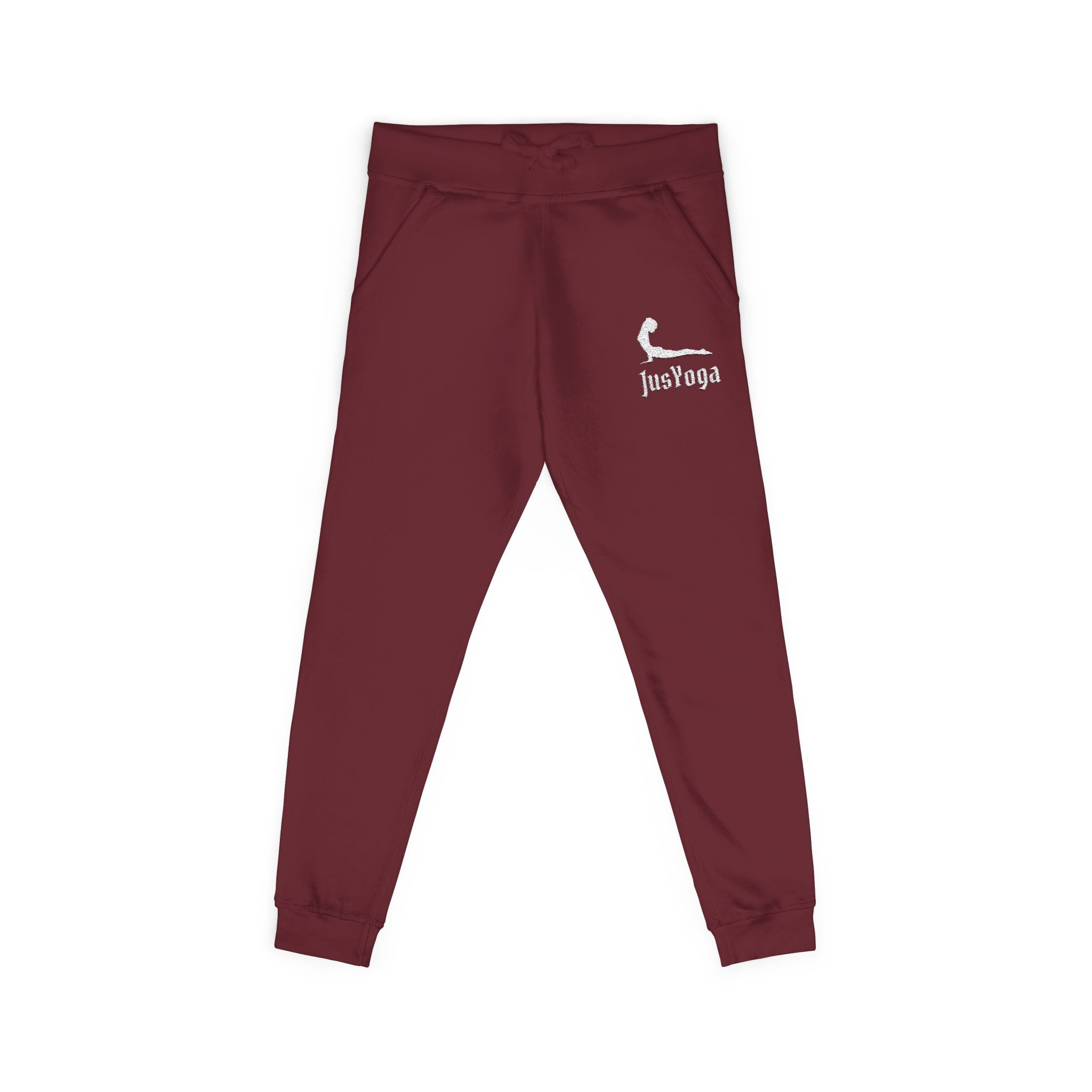 Embroidered Cozy Fleece Sweatpants — Minimal Script Design