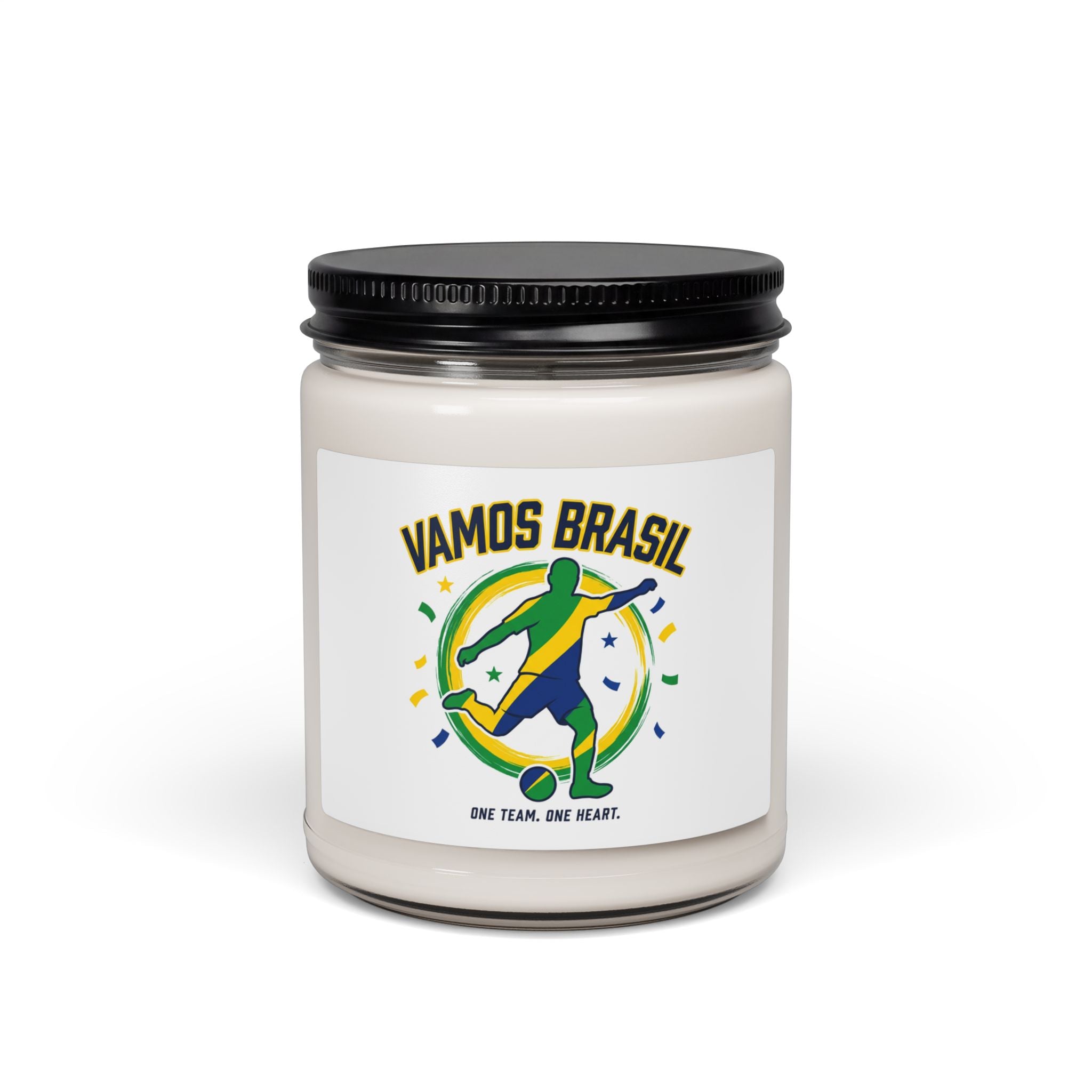 Vamos Brasil Soccer Candle, country pride | retro soccer, championship season