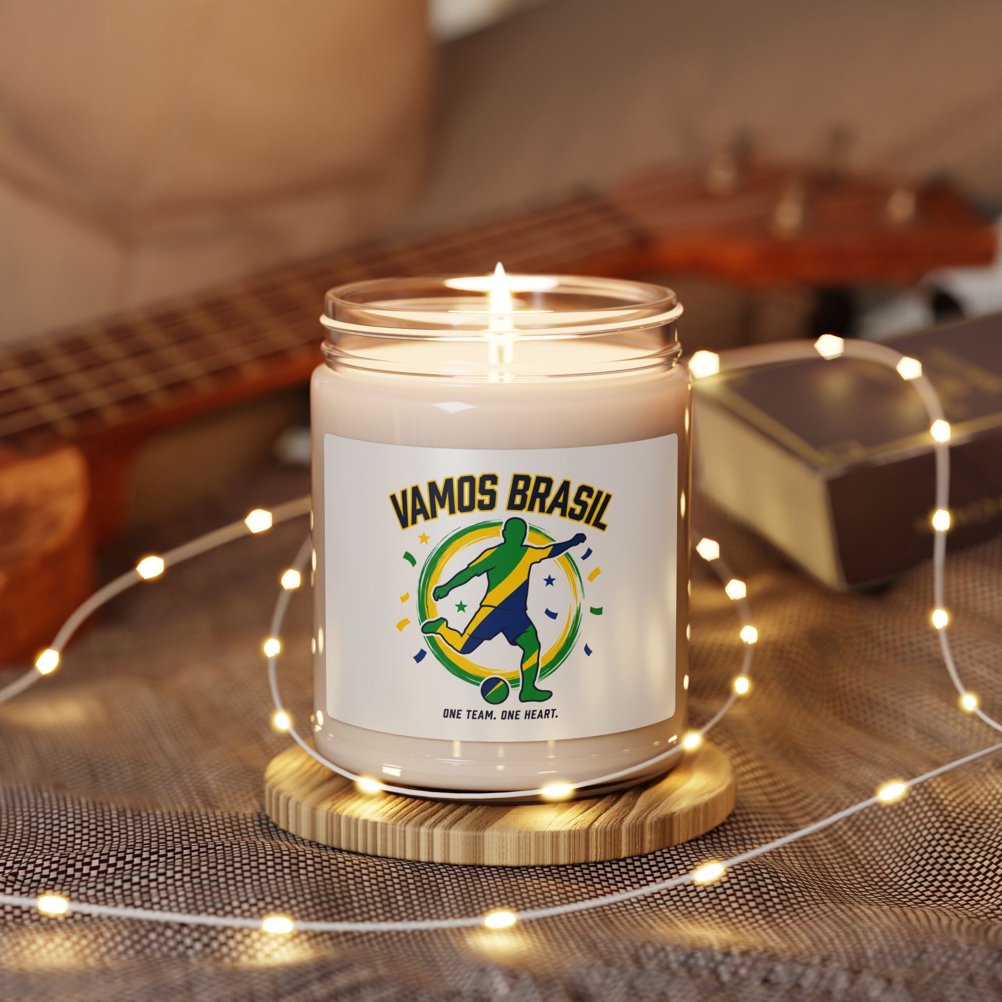 Vamos Brasil Soccer Candle, country pride | retro soccer, championship season