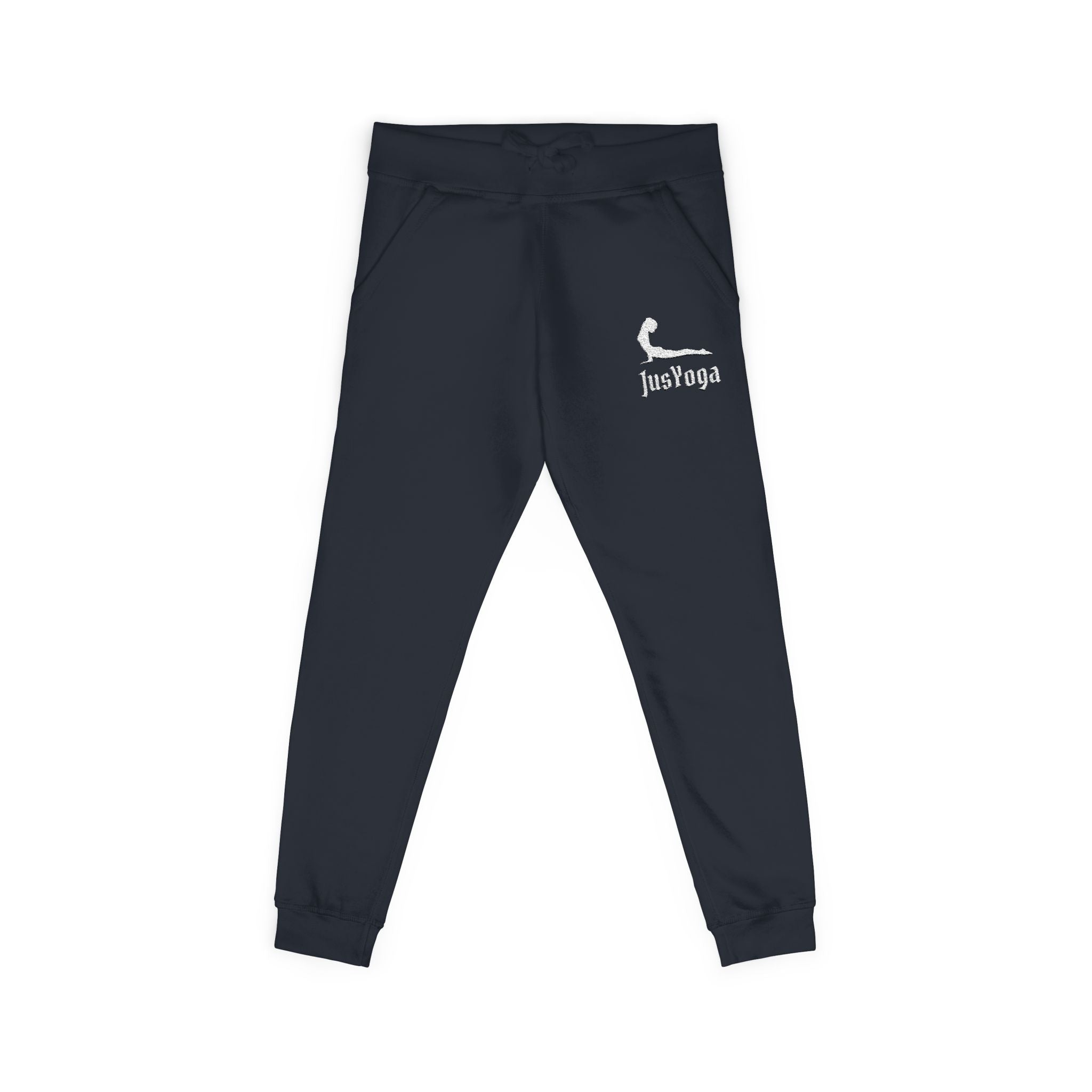Embroidered Cozy Fleece Sweatpants — Minimal Script Design