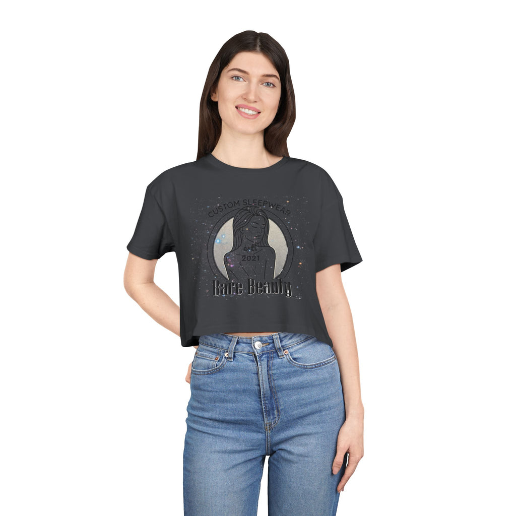 Crop Tee — "Bare Beauty" Minimalist Graphic Crop Top