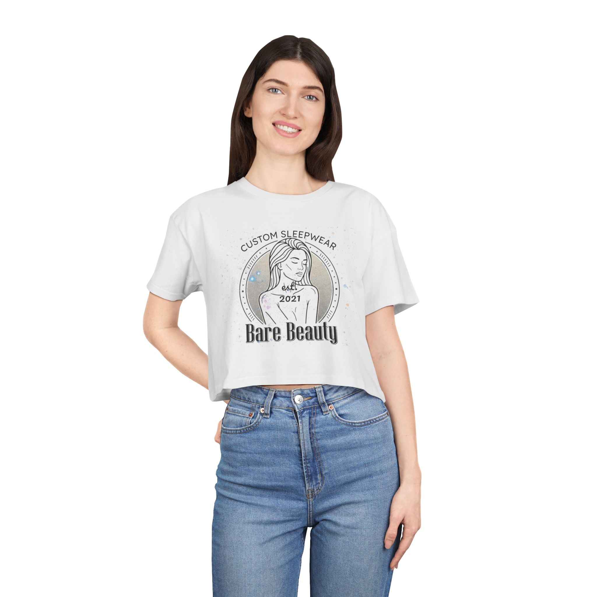Crop Tee — "Bare Beauty" Minimalist Graphic Crop Top