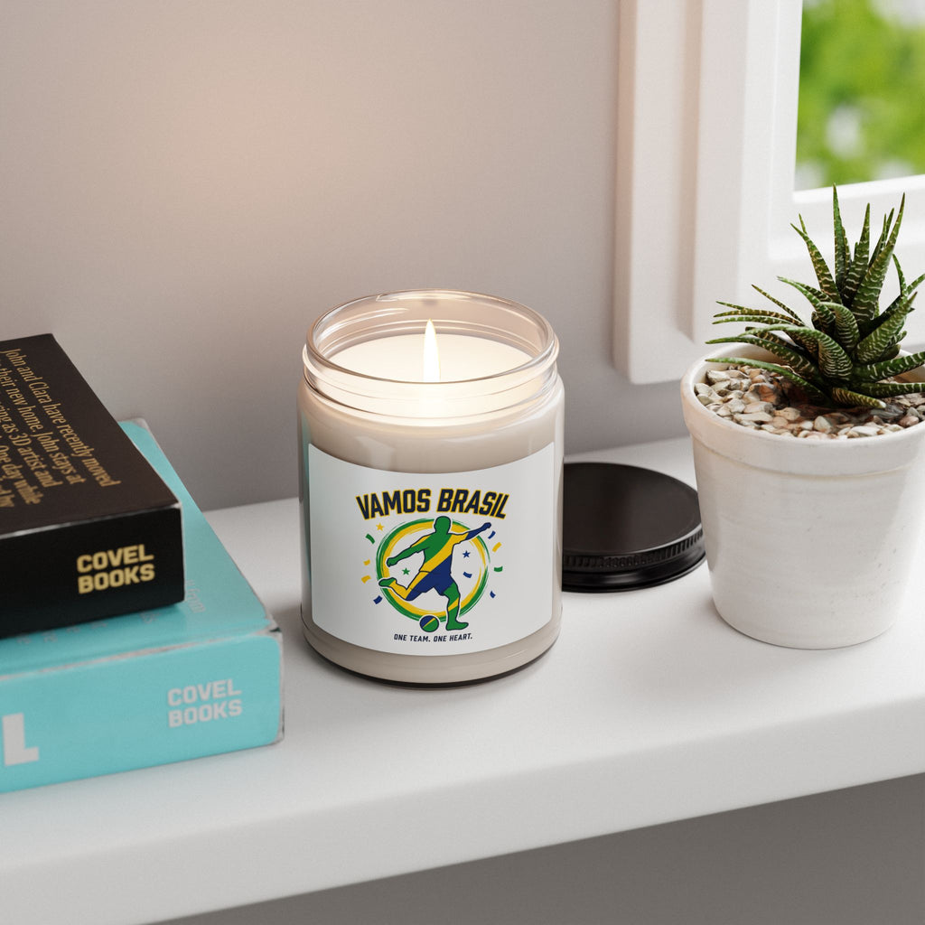 Vamos Brasil Soccer Candle, country pride | retro soccer, championship season