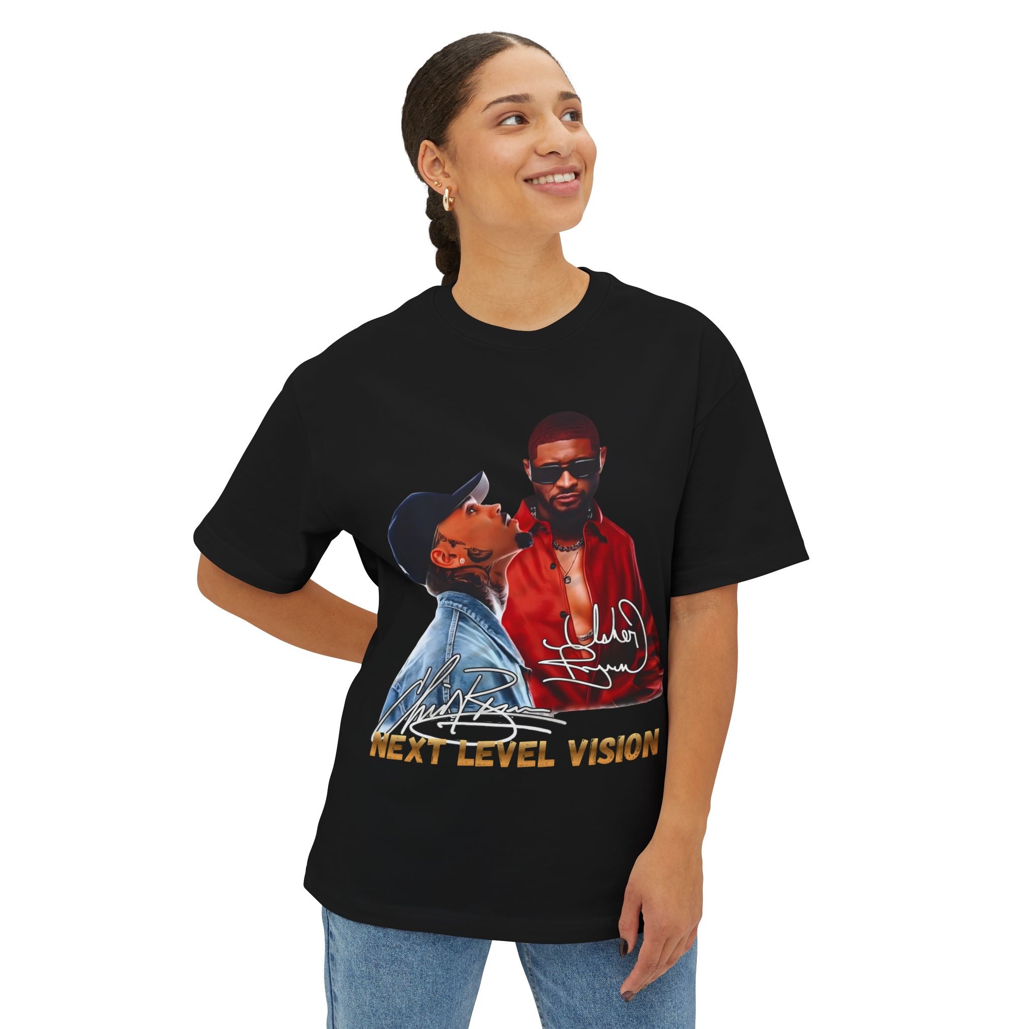 Next Level Vision Tee — Graphic Boxy T-Shirt with Signed Artist Portraits