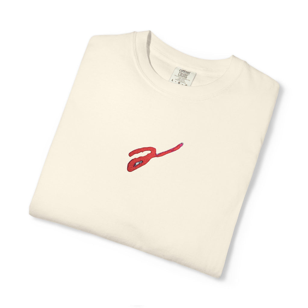 T-Shirt - Minimal Red Floral Guitar Chest Tee
