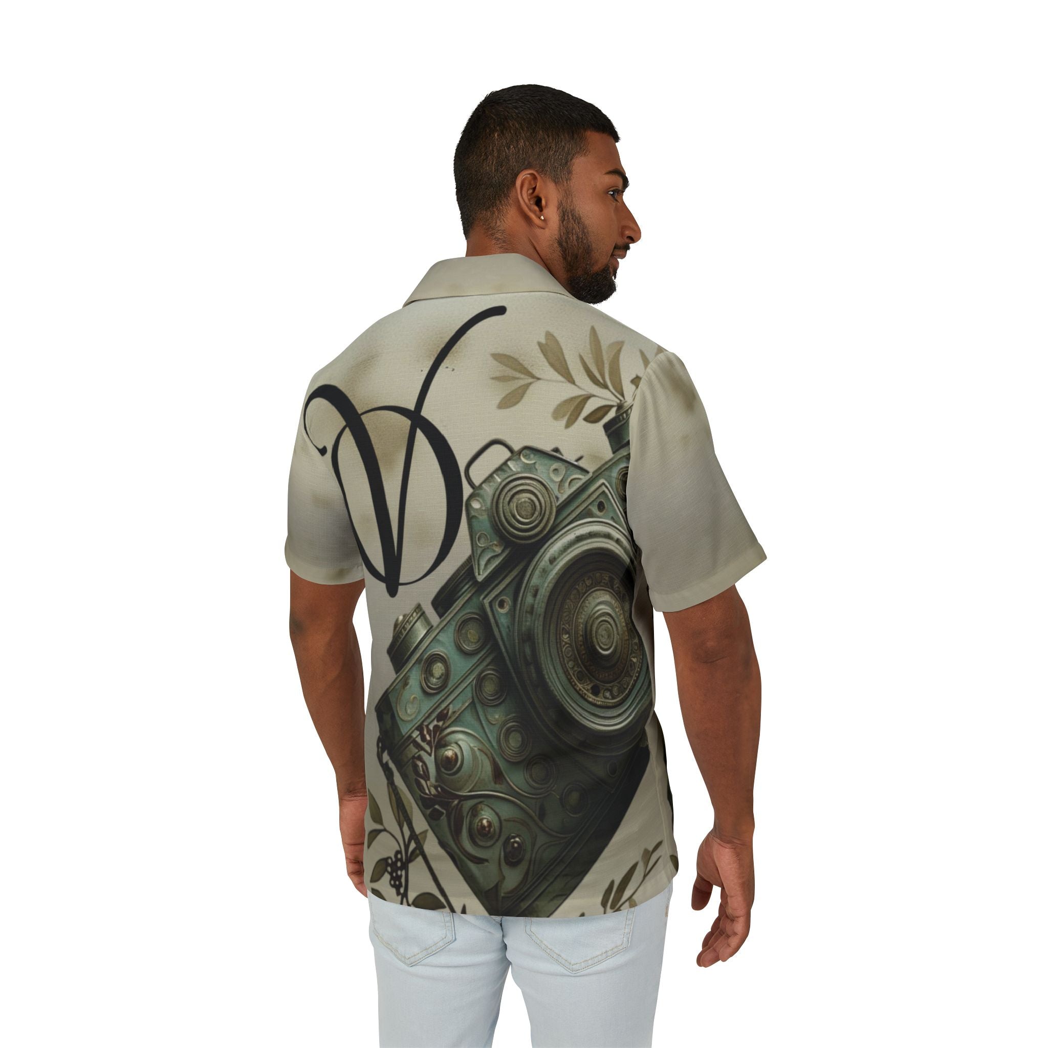 Vintage Camera Hawaiian Shirt — Men's Tropical Photography Camp Shirt