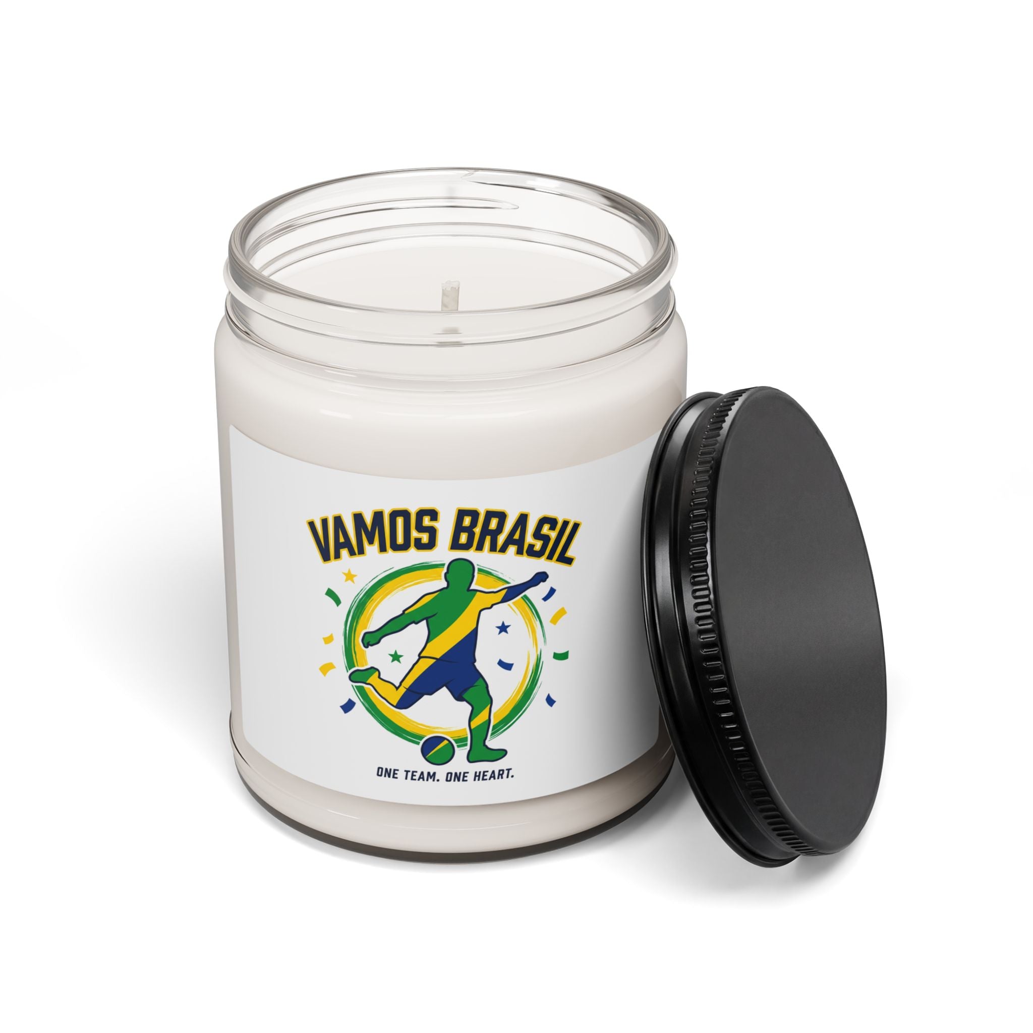 Vamos Brasil Soccer Candle, country pride | retro soccer, championship season