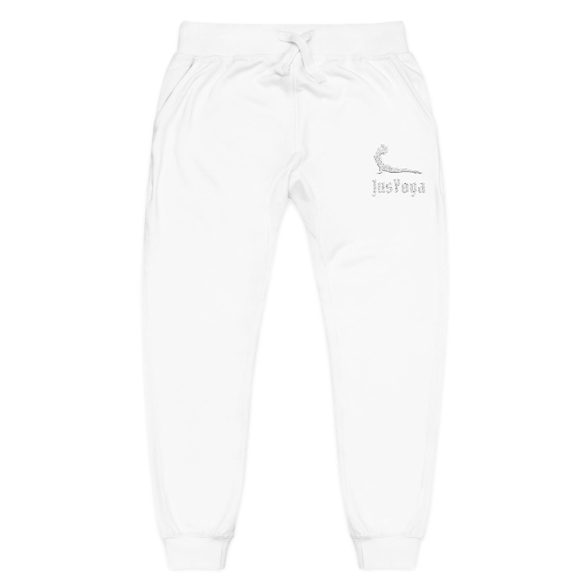 Embroidered Cozy Fleece Sweatpants — Minimal Script Design