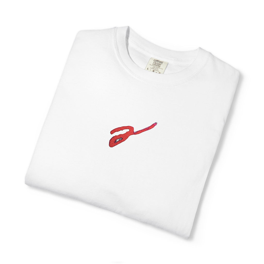 T-Shirt - Minimal Red Floral Guitar Chest Tee