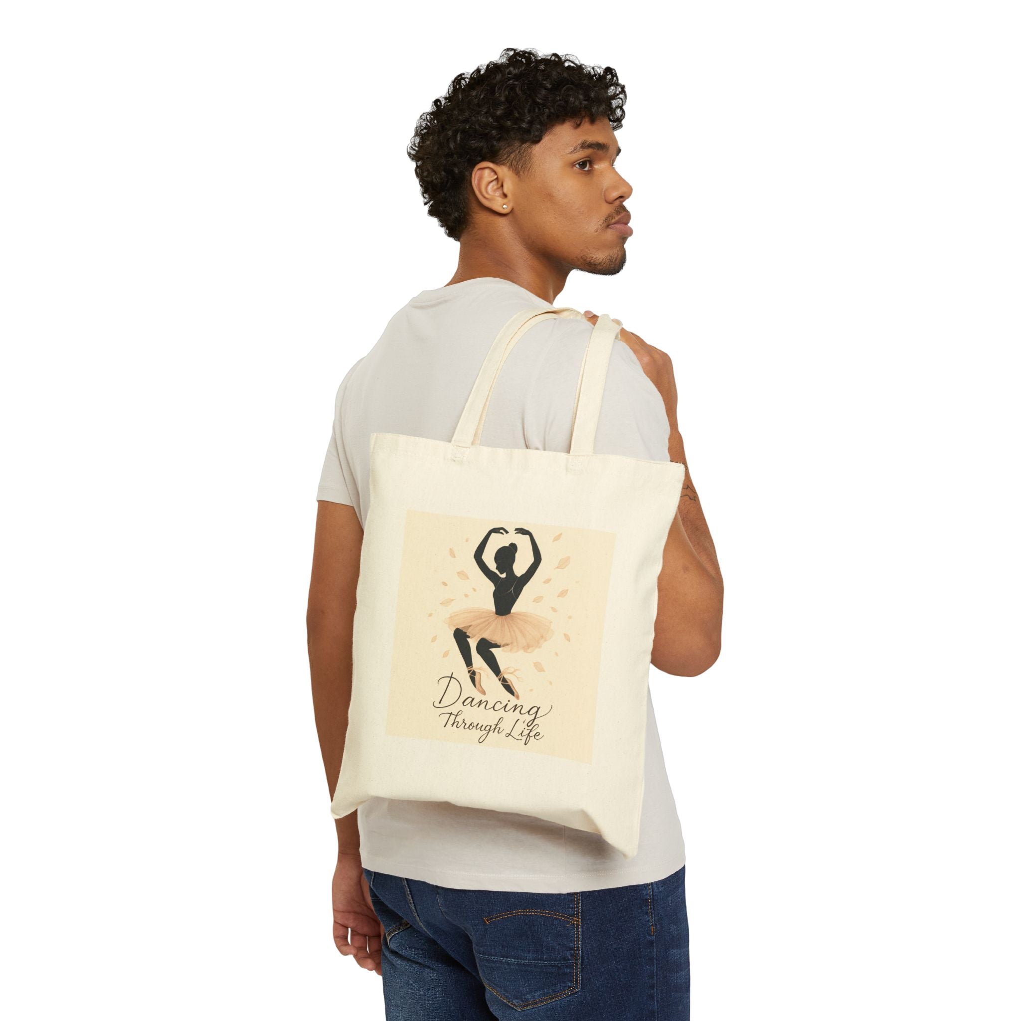 Dancing Through Life Canvas Tote — Ballet Ballerina Eco Grocery Bag