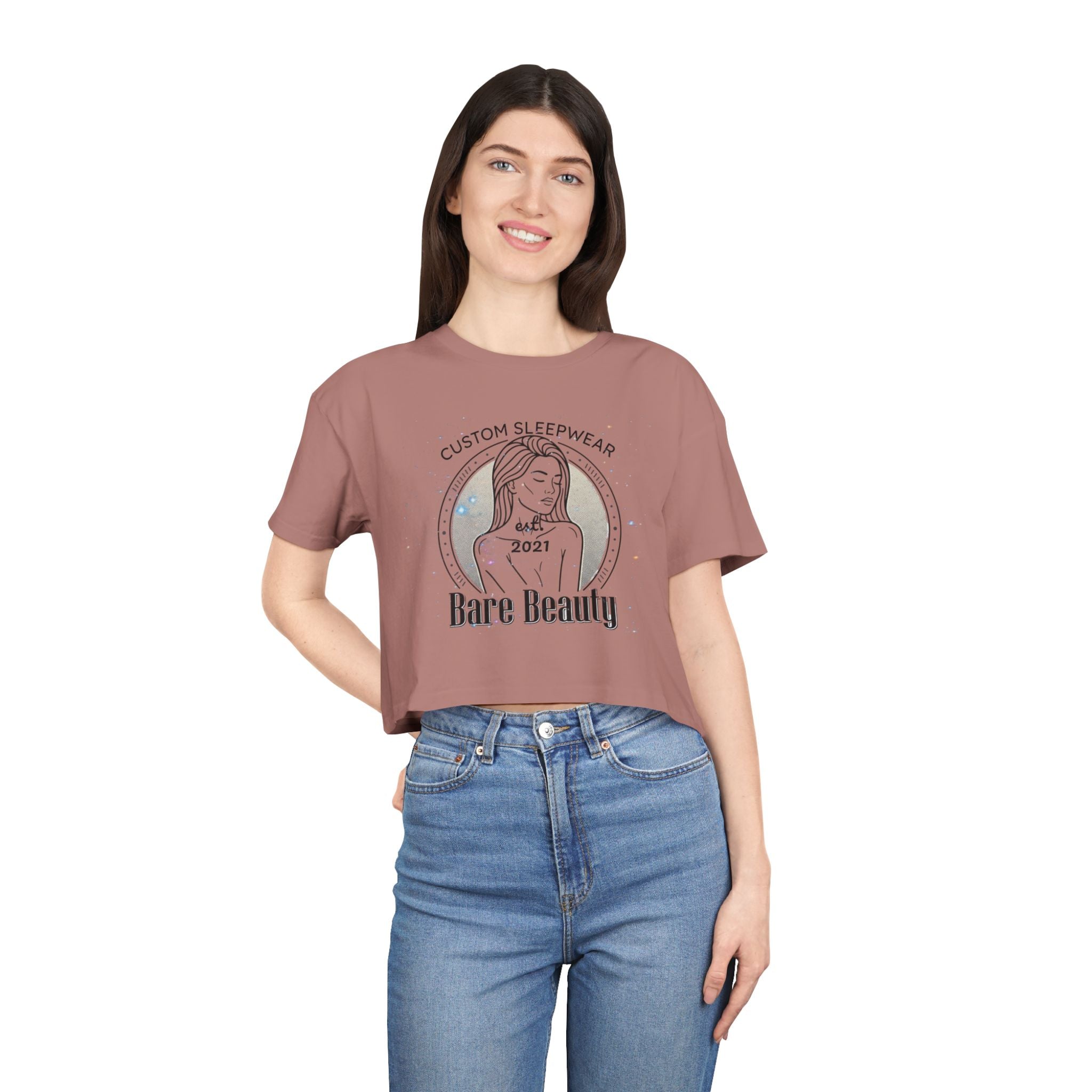 Crop Tee — "Bare Beauty" Minimalist Graphic Crop Top