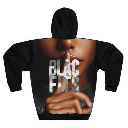 Black Fits Pullover Hoodie — Bold Graphic All-Over Print Streetwear
