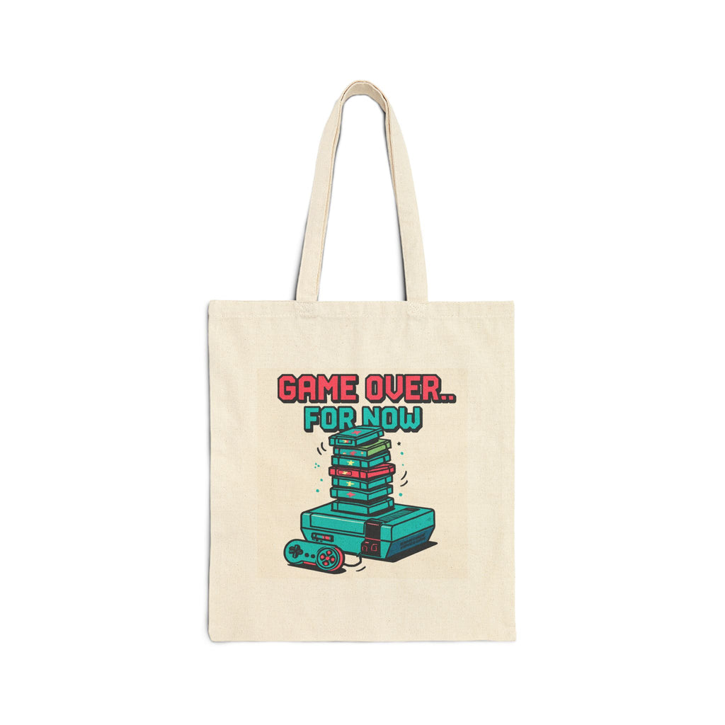 Game Over... For Now Canvas Tote — Retro Gamer Book & Console Tote Bag