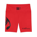 Women's Workout Shorts — Red Flame Logo High-Waist Biker Shorts