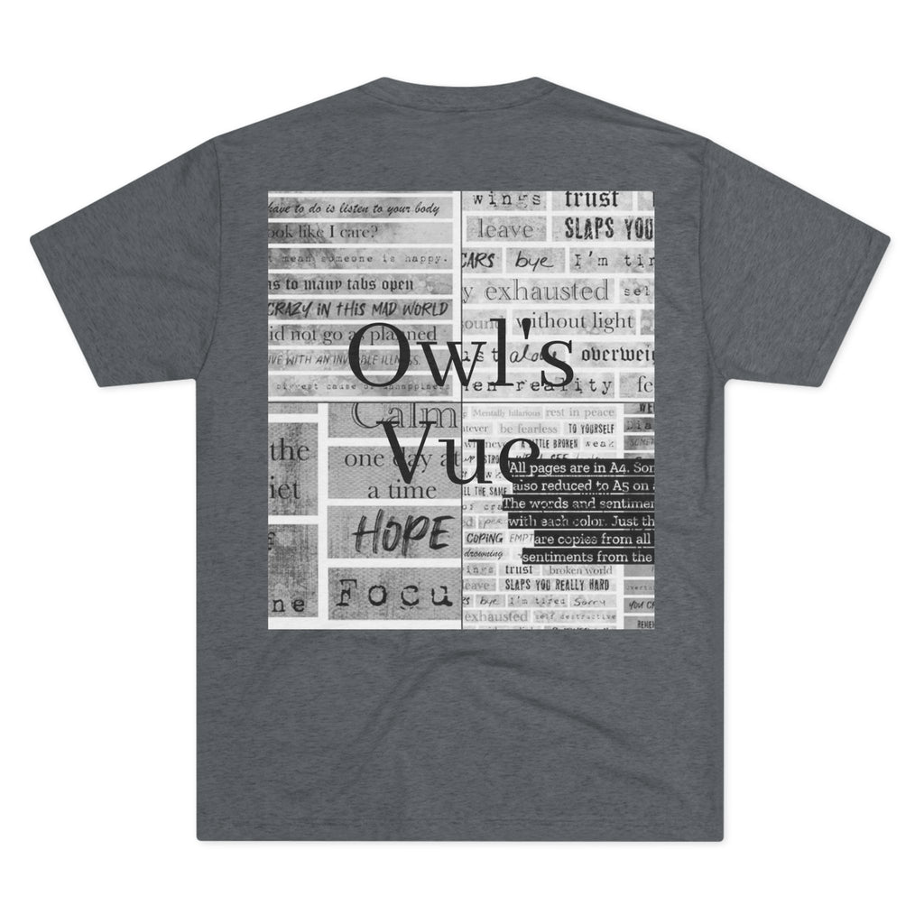 Owl's Vug Collage T‑Shirt — Motivational Newspaper Quote Graphic Tee