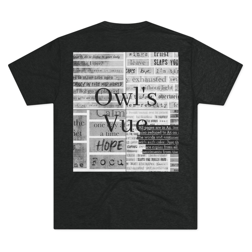 Owl's Vug Collage T‑Shirt — Motivational Newspaper Quote Graphic Tee