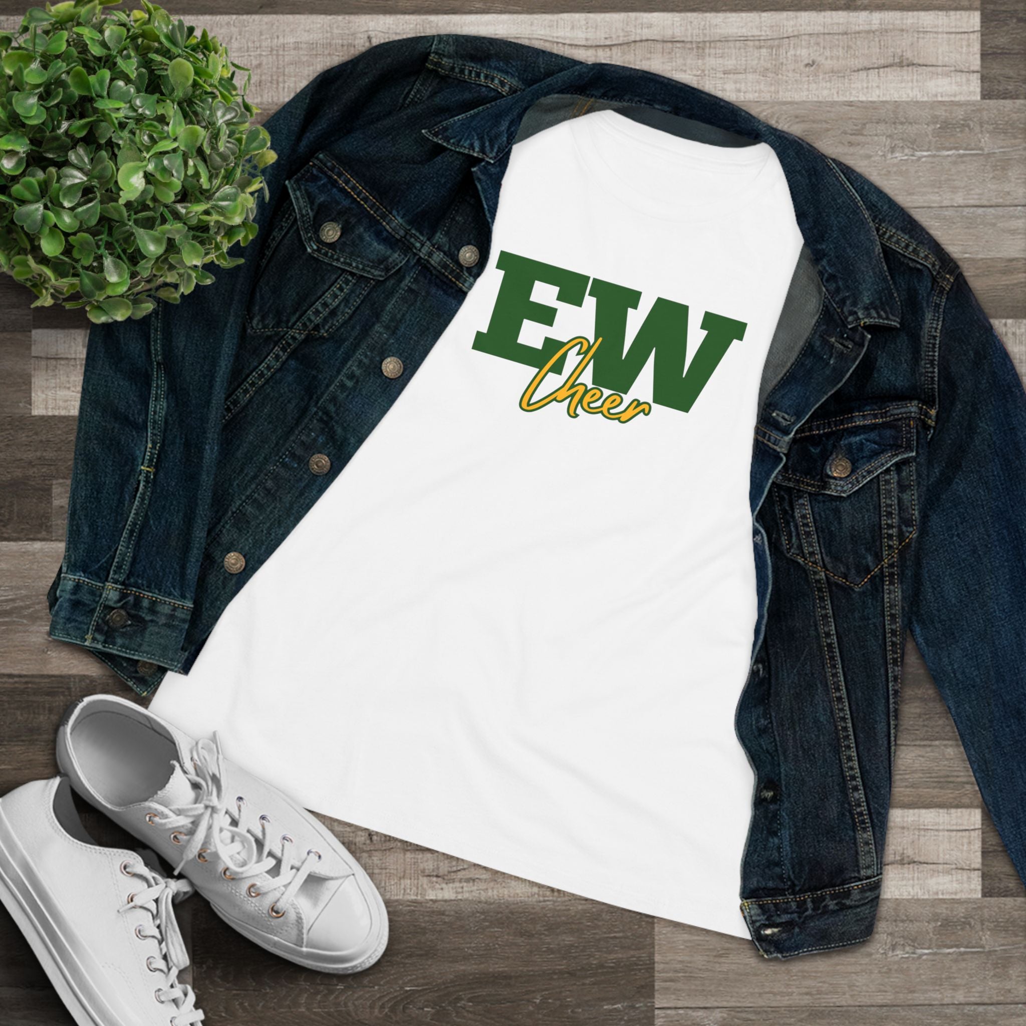 Ed White Cheer Women's Cotton Tee – Minimal Cheer Team Shirt