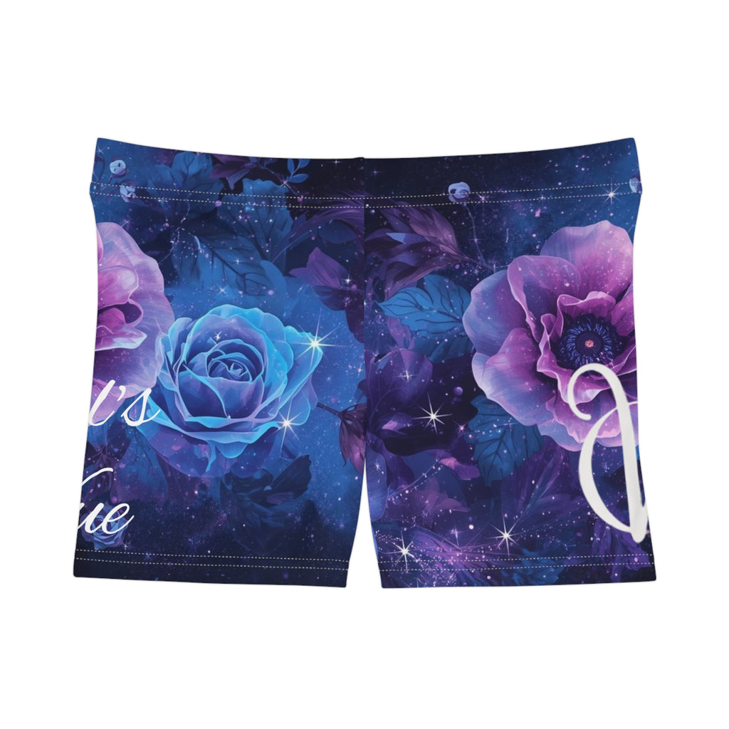 Floral Galaxy Women's Shorts — Blue & Purple Rose Print