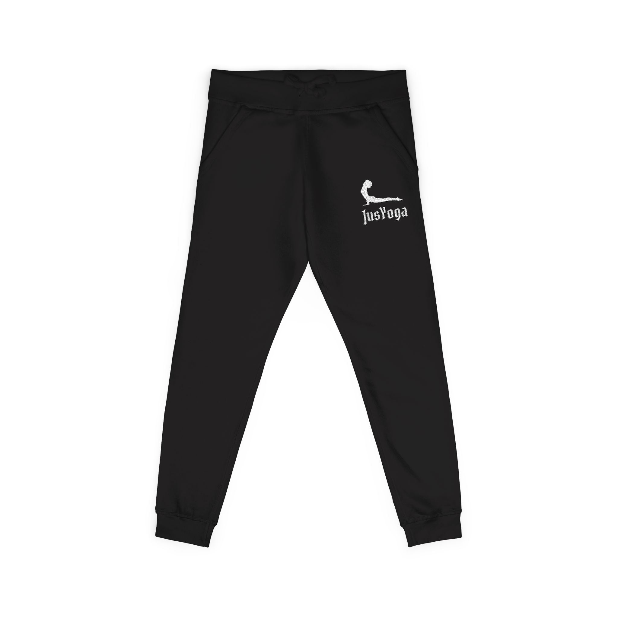 Embroidered Cozy Fleece Sweatpants — Minimal Script Design