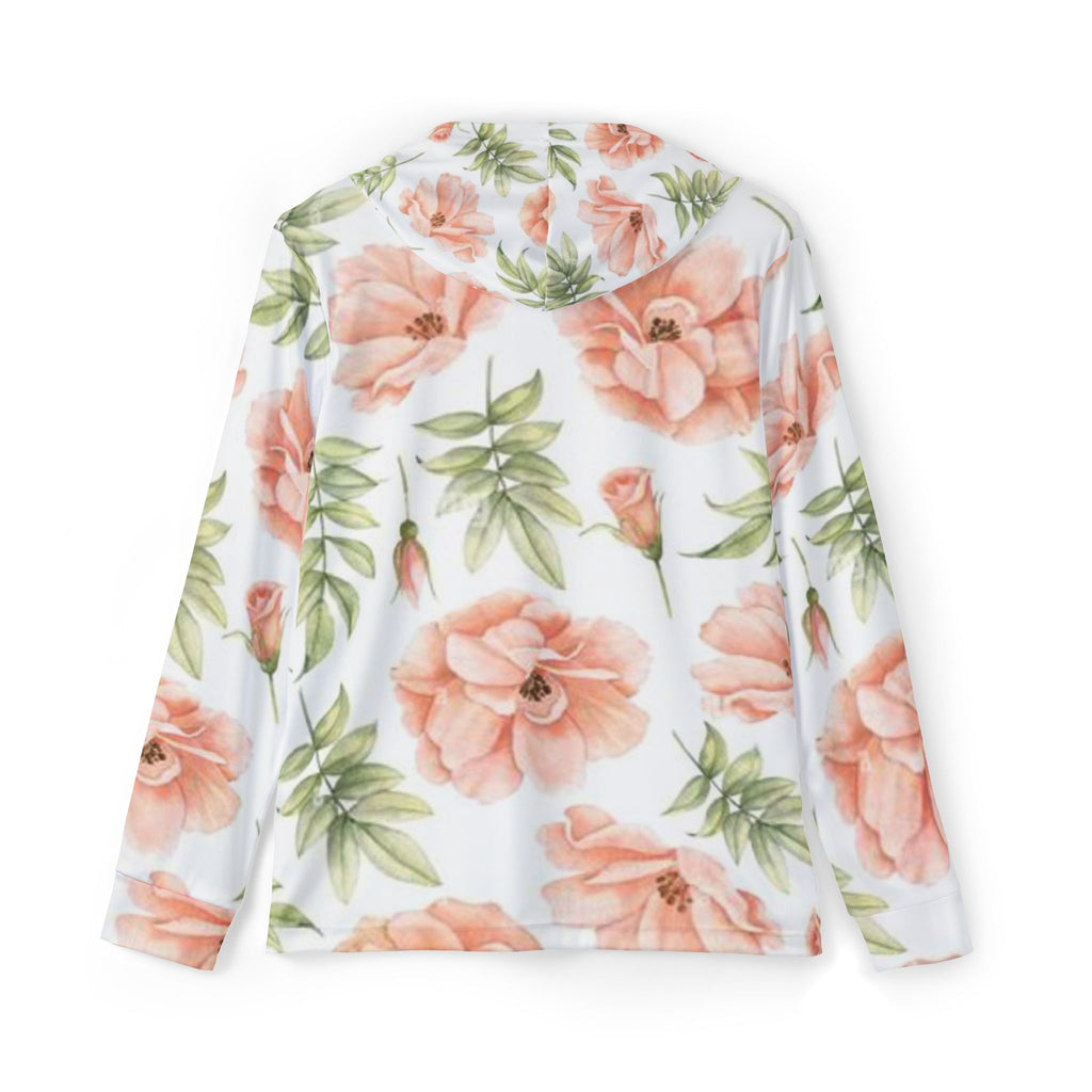 Floral Songbird Hoodie — Peach Watercolor All‑Over Print