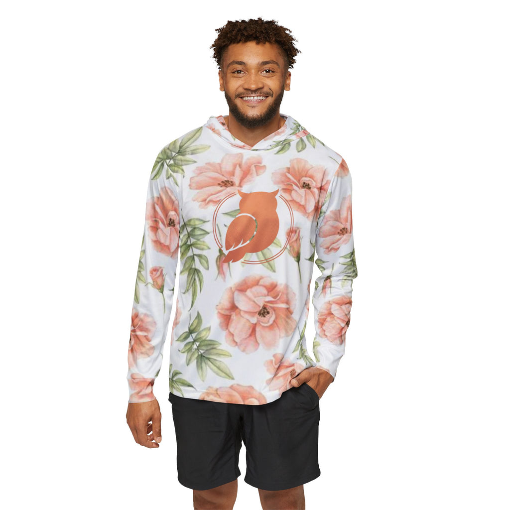 Floral Songbird Hoodie — Peach Watercolor All‑Over Print