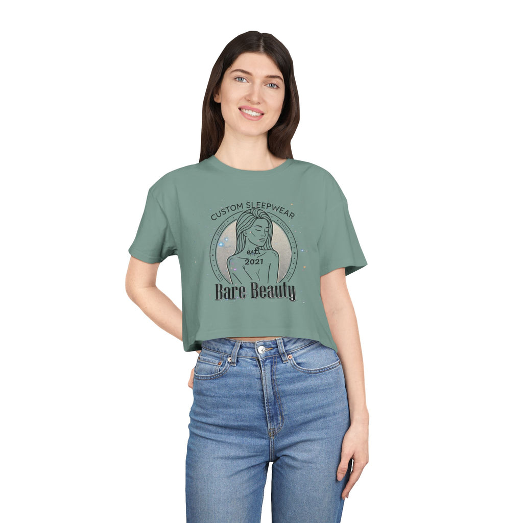 Crop Tee — "Bare Beauty" Minimalist Graphic Crop Top