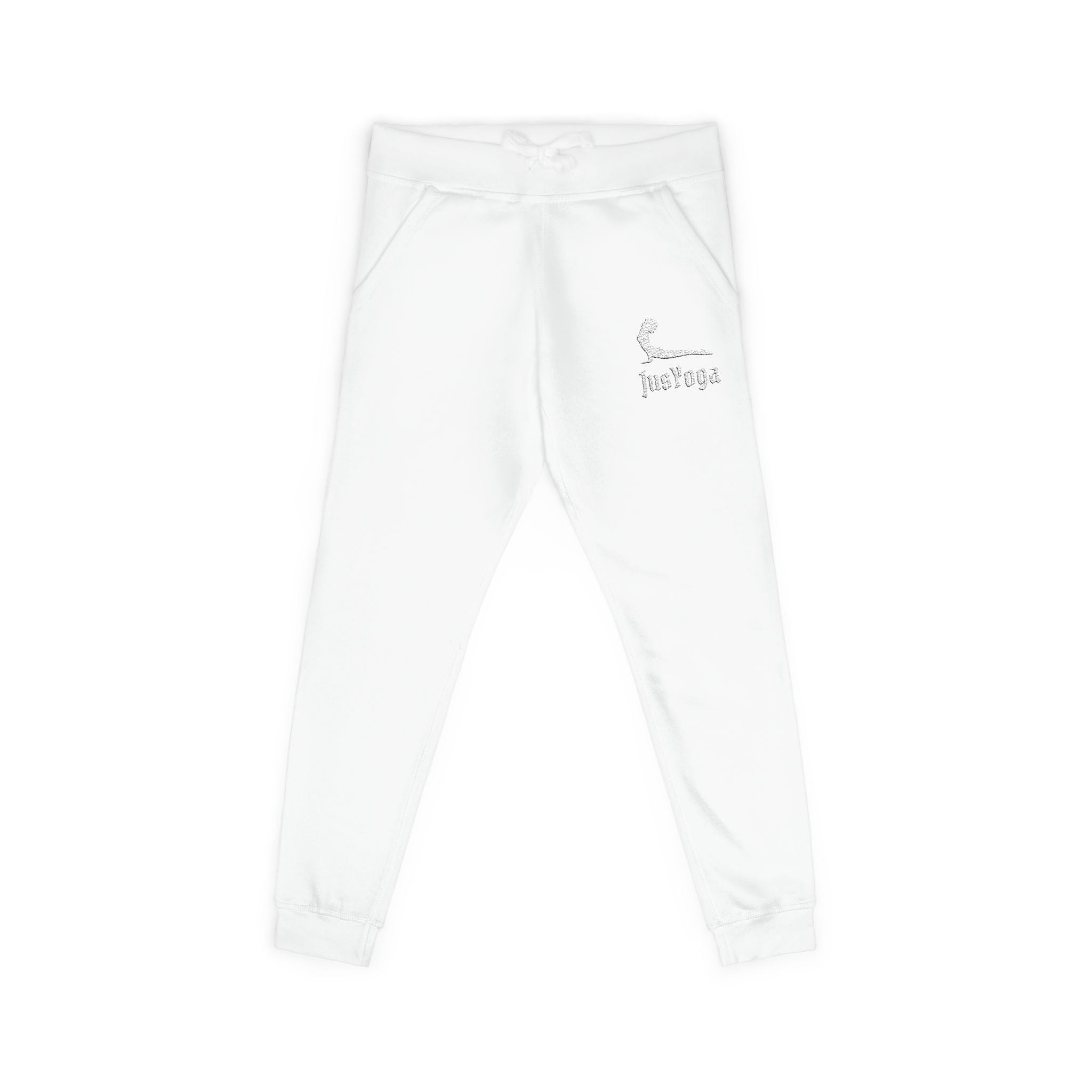 Embroidered Cozy Fleece Sweatpants — Minimal Script Design