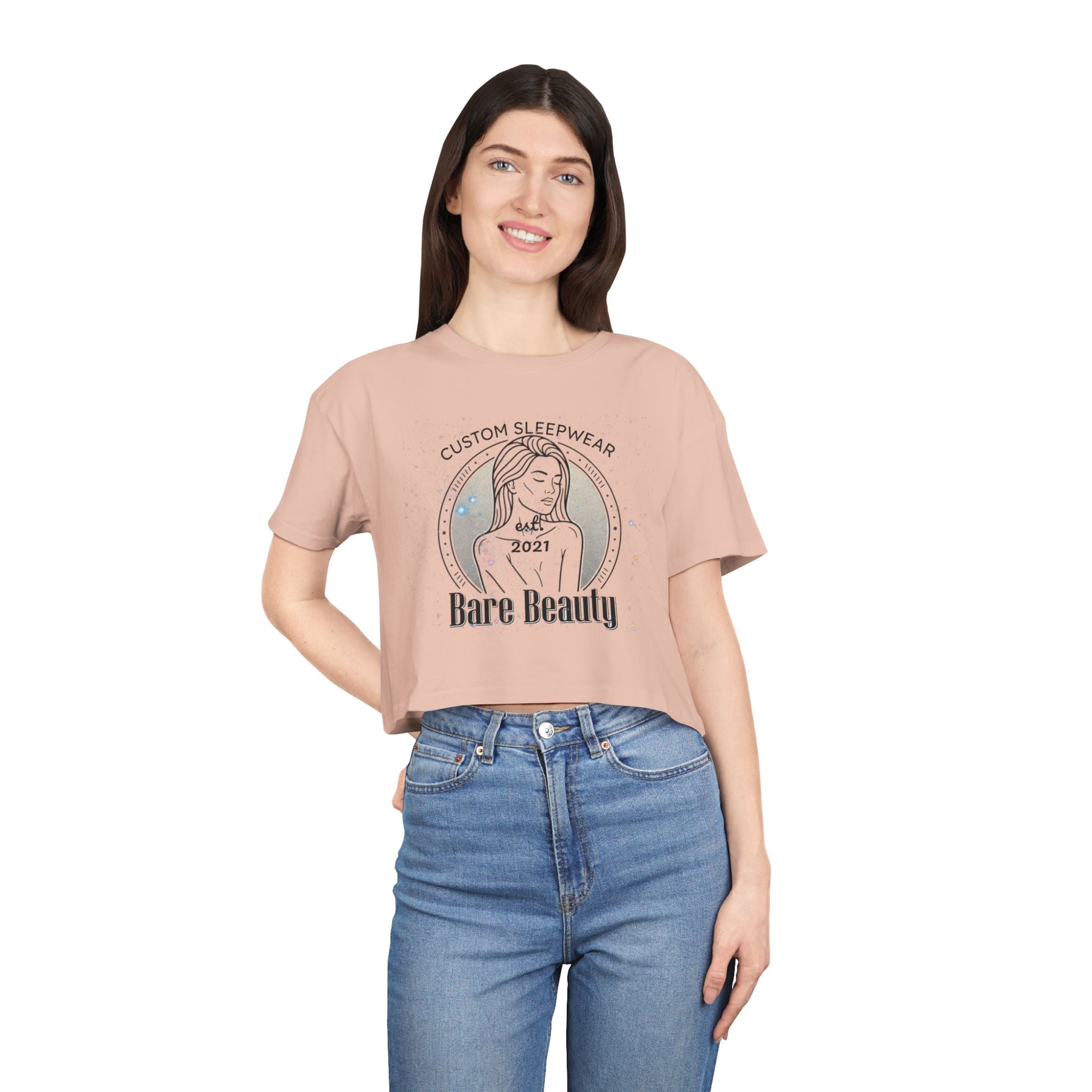Crop Tee — "Bare Beauty" Minimalist Graphic Crop Top