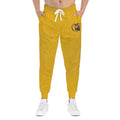 Yellow Striped Athletic Joggers with Fox Graphic – Cozy Casual Sweatpants