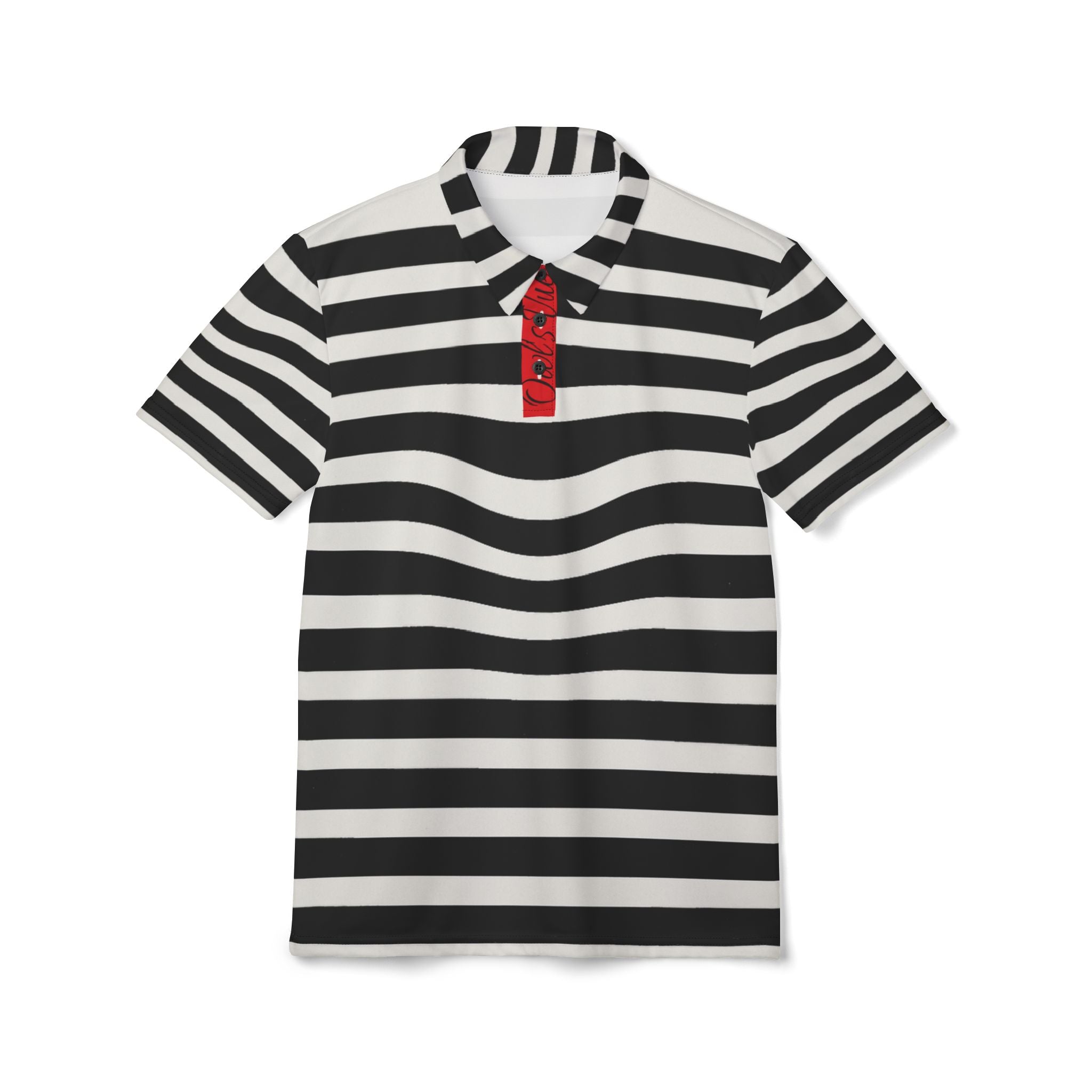 Stylish Striped Unisex Polo Shirt - Bold Black and White Design