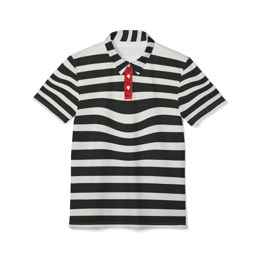 Stylish Striped Unisex Polo Shirt - Bold Black and White Design