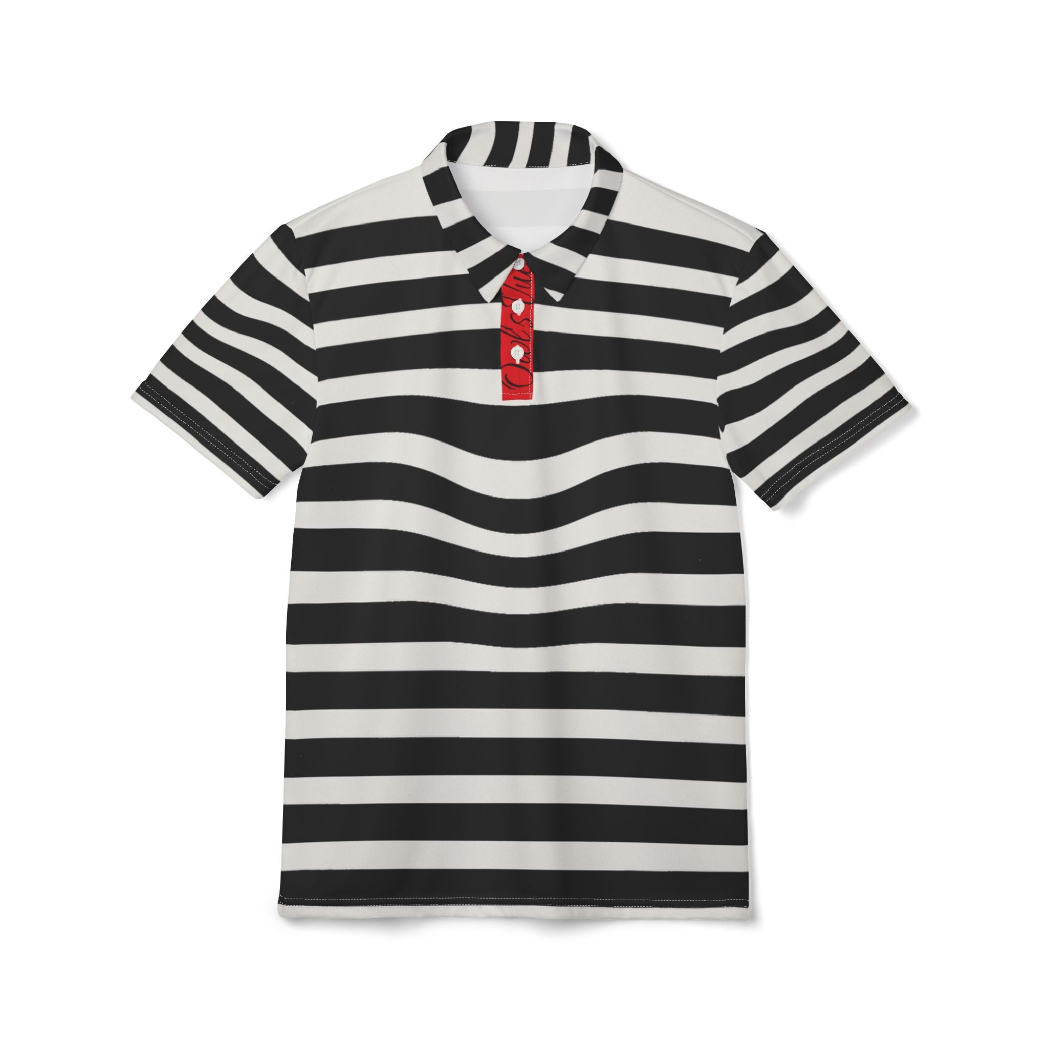 Stylish Striped Unisex Polo Shirt - Bold Black and White Design