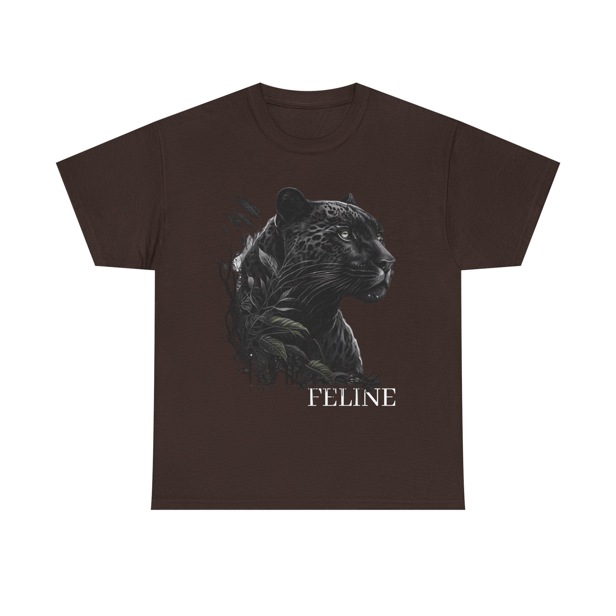 Feline Panther Graphic Tee — Dark Cat Portrait T-Shirt