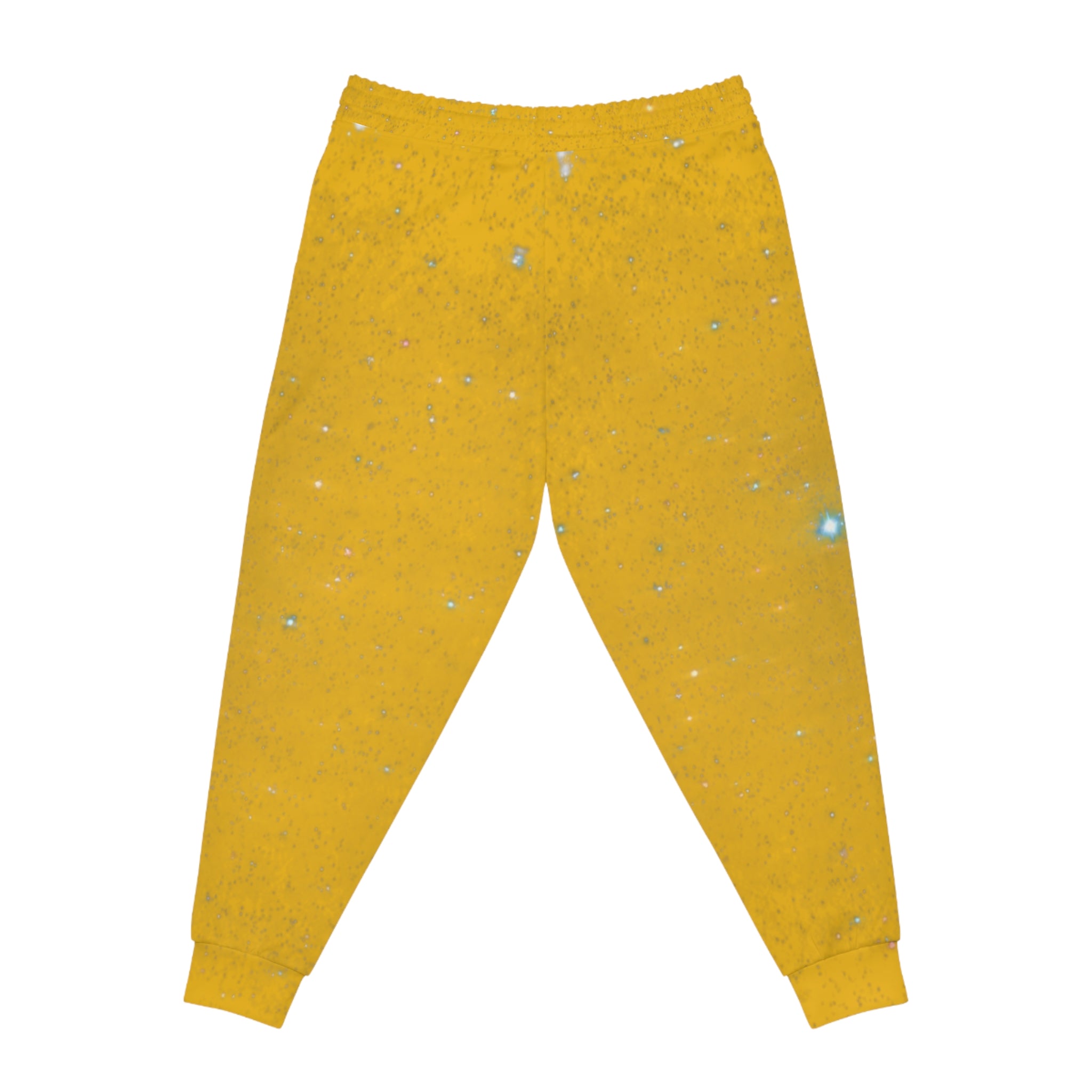 Yellow Striped Athletic Joggers with Fox Graphic – Cozy Casual Sweatpants