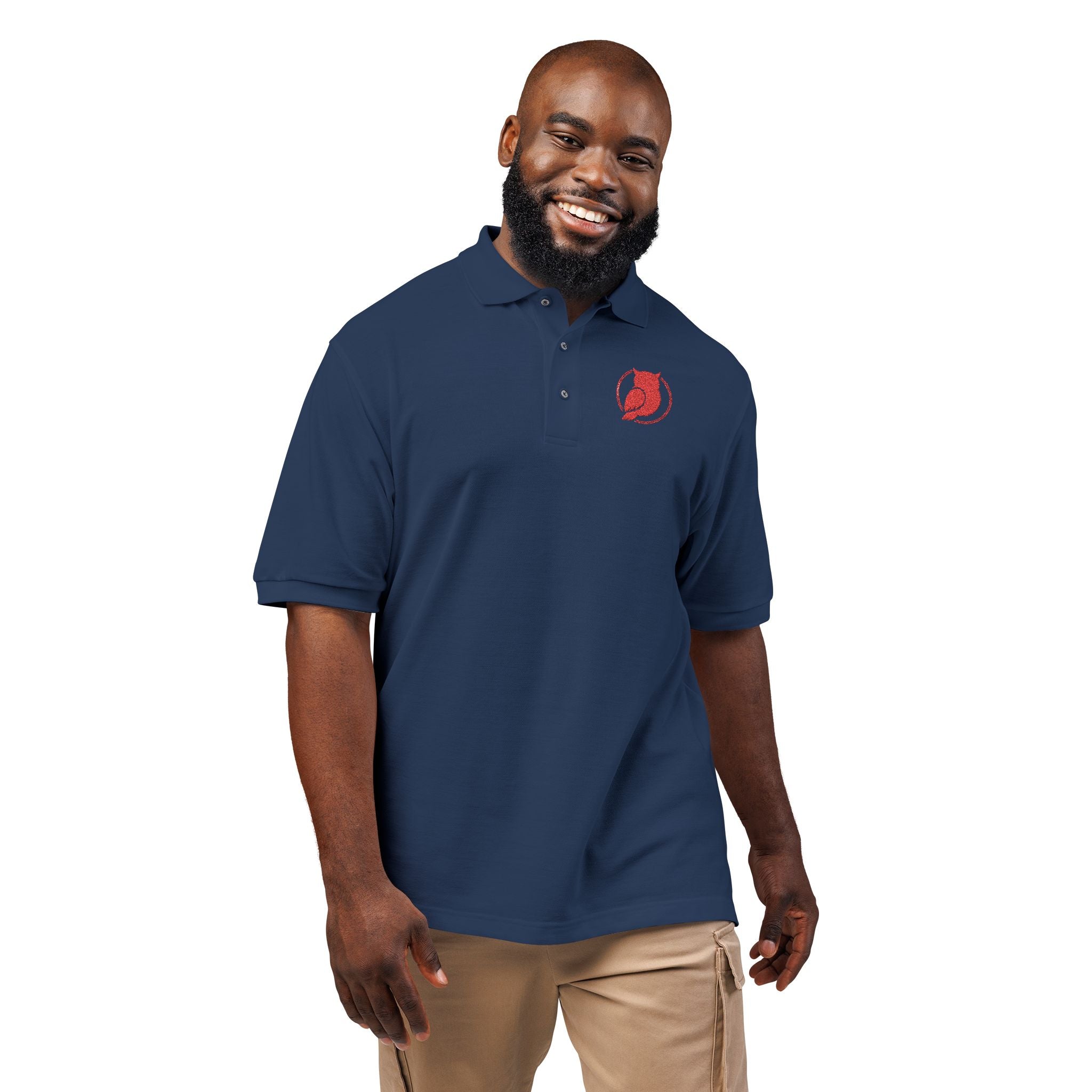 Embroidered Floral Owl Polo Shirt — Lightweight Short-Sleeve Collared Tee