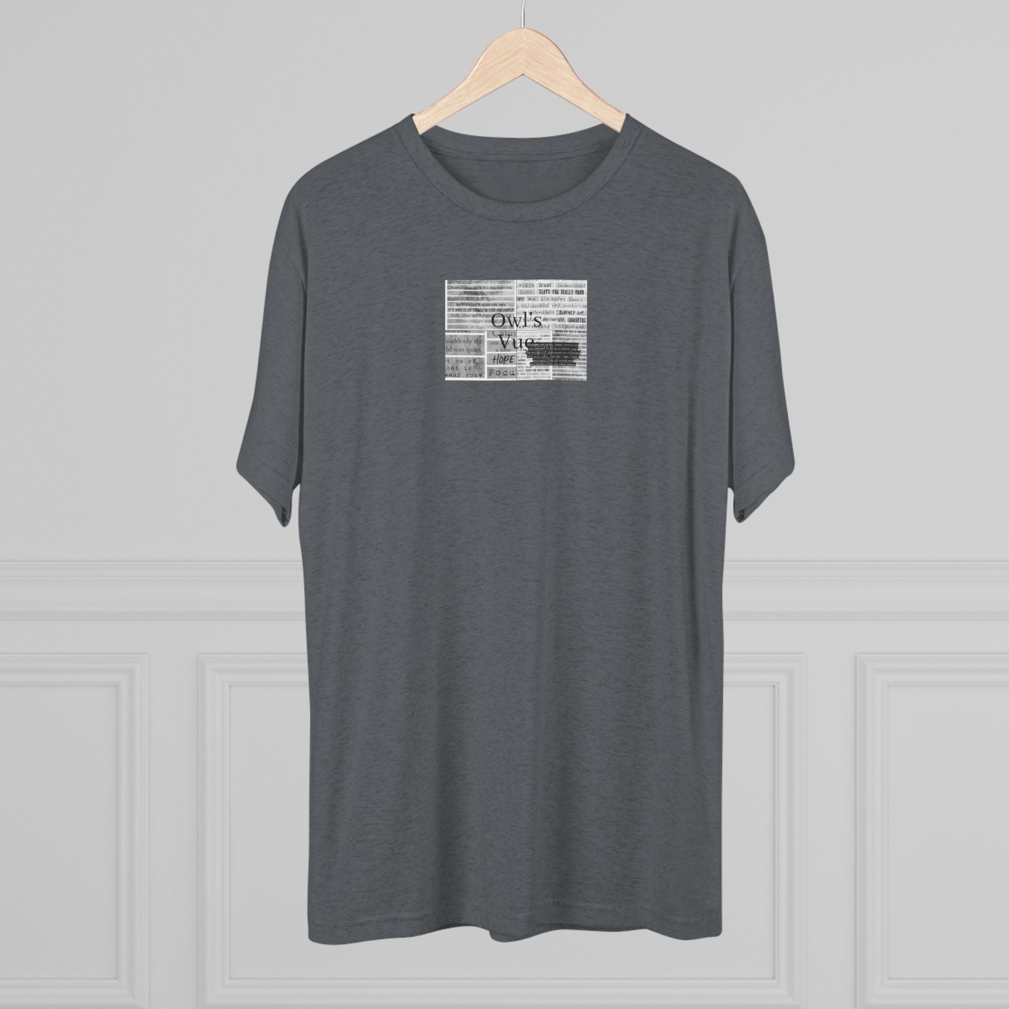 Owl's Vug Collage T‑Shirt — Motivational Newspaper Quote Graphic Tee