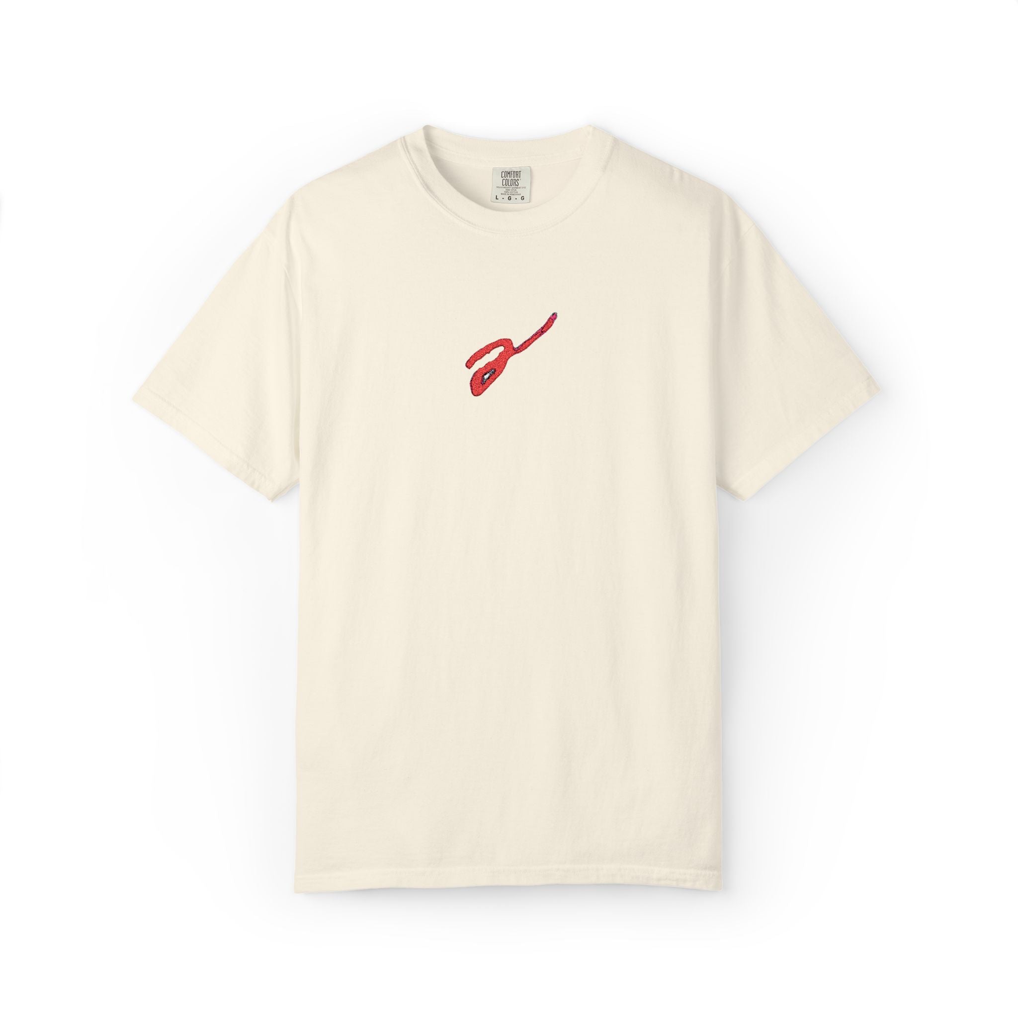 T-Shirt - Minimal Red Floral Guitar Chest Tee