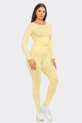 Seamless Side Stripes Tapping Top And Leggings Set