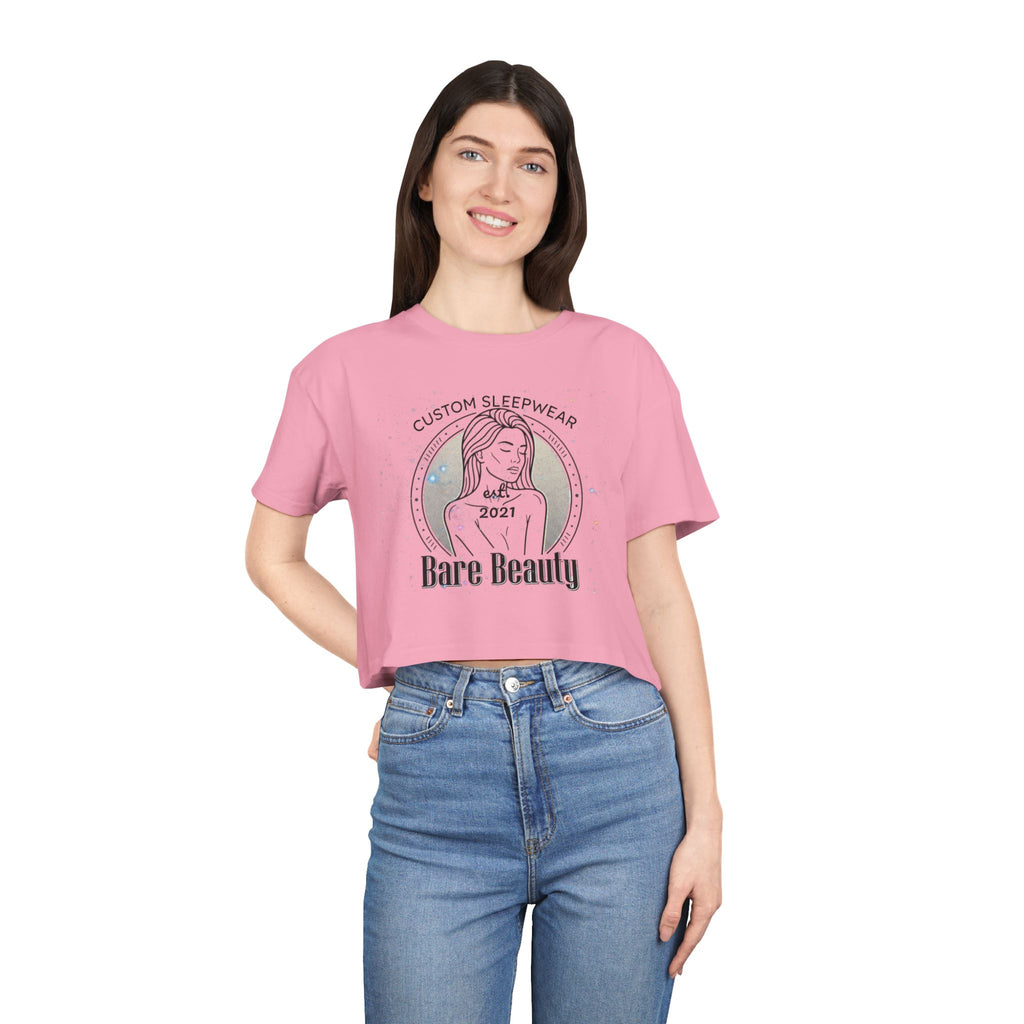 Crop Tee — "Bare Beauty" Minimalist Graphic Crop Top